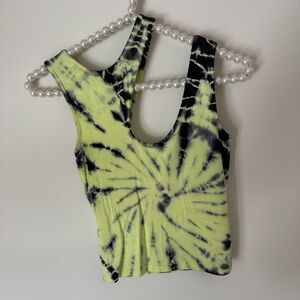 LF green and black tie dye cut out tank